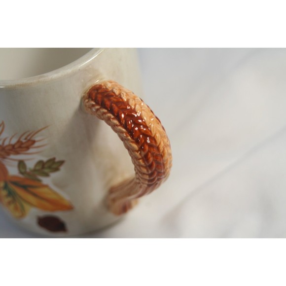 Asia Master Group Stonelite Clay Mug Lot Of 2 Fall Harvest Wheat Shaped Handle - Picture 9 of 11